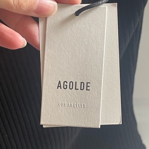 NEW AGOLDE NESSA TANK BLACK ONE SHOULDER RIBBED KNIT BODYCON {$128} LARGE - Picture 4 of 11